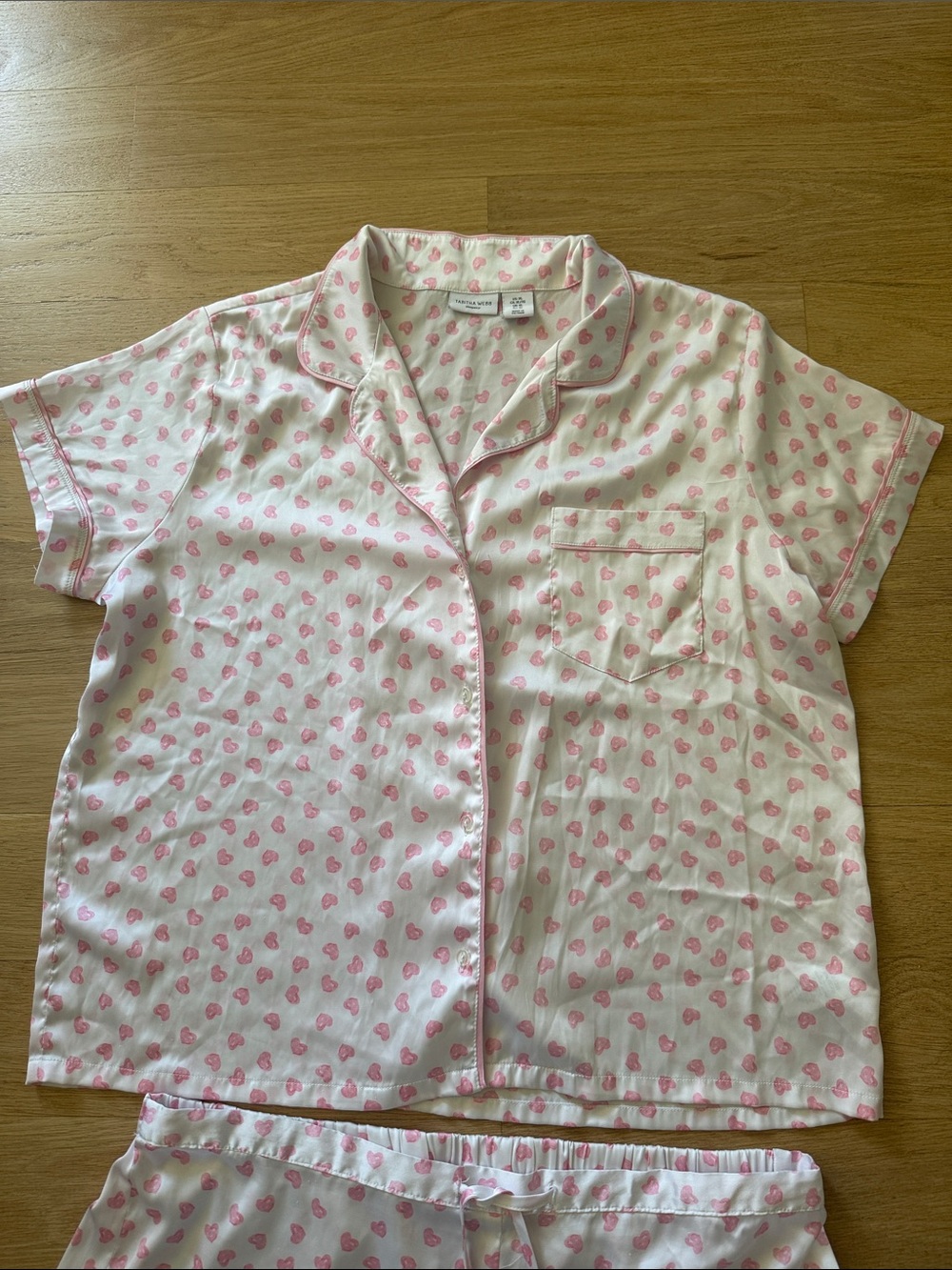 Tabitha Webb Women’s Pink Heart Printed Sleep Top & Shorts Sz XL - Picture 3 of 8
